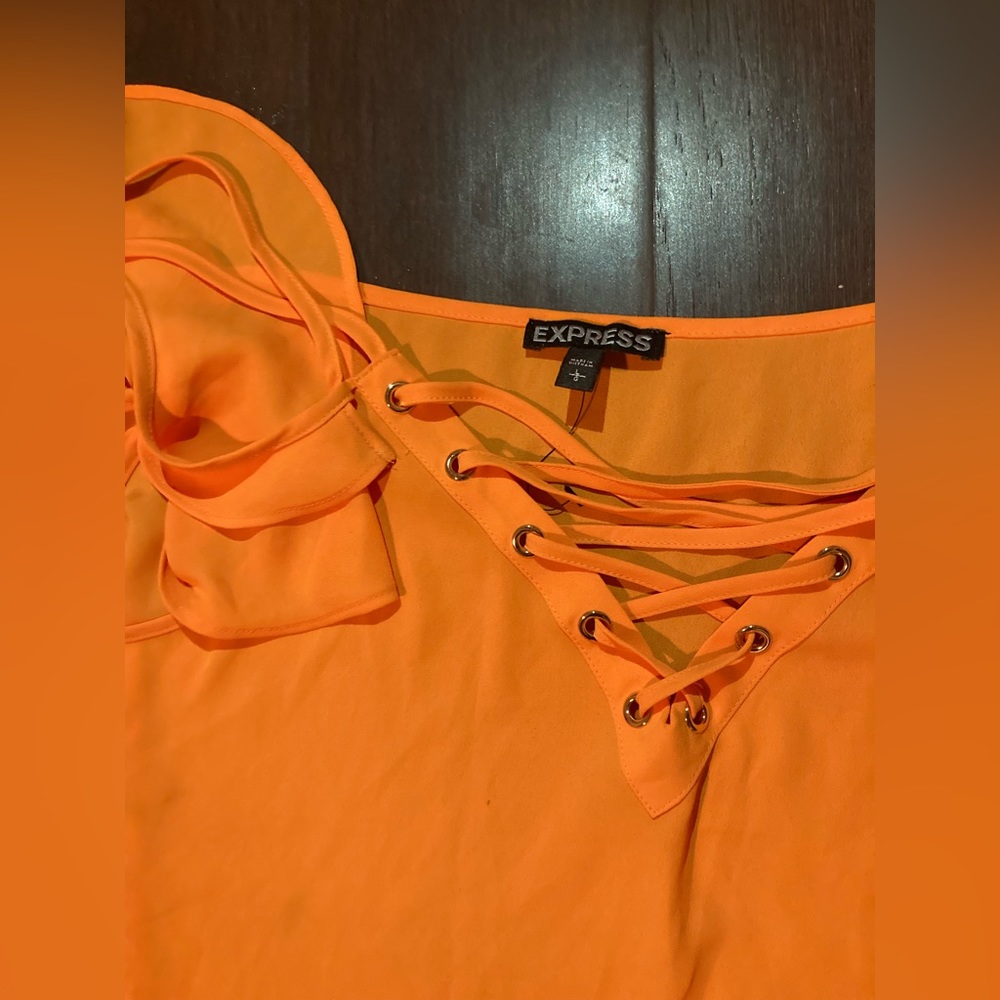 Lace up front off the shoulder ruffle strap top - Picture 3 of 7